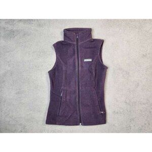 Columbia Sweater Vest Adult Womens Extra Small XS Solid Dark Purple Full Zip